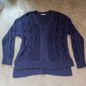 Dusty blueish purplish cable knit sweater